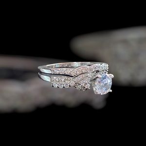 925 Sterling Silver Bridal Ring Engagement Set